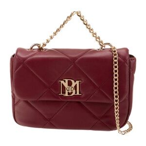 BADGLEY MISCHKA MSRP $179 Burgundy Maroon Big Chain Crossbody w/ Diamond Quilt